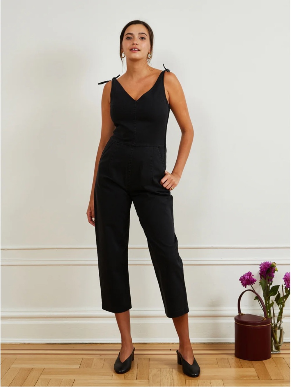SLATE TIE STRAP COVERALLS - BLACK